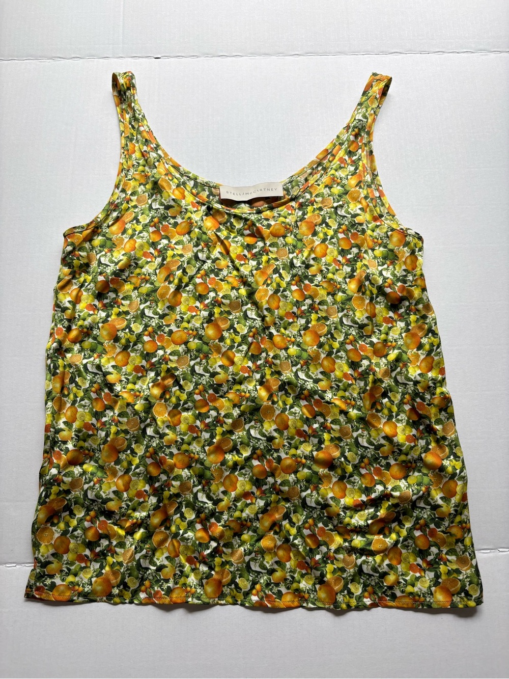 Stella McCartney 100% Silk - Yellow Orange Print Silk Tank